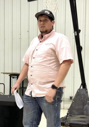 Blake Kennedy spoke to the Tecumseh School Board on behalf of the TPS Safety Committee about the proposed door sensors quoted by McBride Technologies. Julie Talton, Countywide &amp; Sun