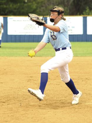 Bethel's Rilee Pruett launches her fast pitch.