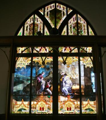 Emmanuel Episcopal Church’s newly restored Nativity Window is over 110 years old.