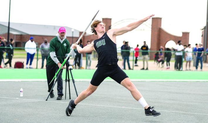 Former North Rock Creek and current Oklahoma Baptist University student, Maddox Motley delivers personal best at Invitational. Photo Provided