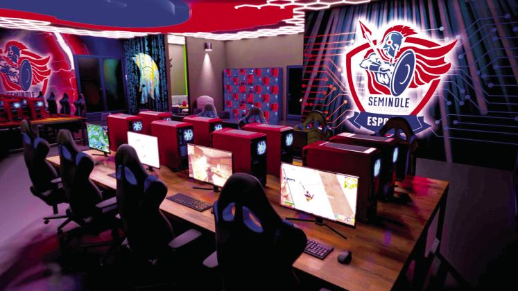 A rendering of Seminole State College’s future Esports Lab, with construction set to be complete in winter 2025. The facility will support the college’s new esports program with courses launching in Fall 2025. Photo provided by SSC