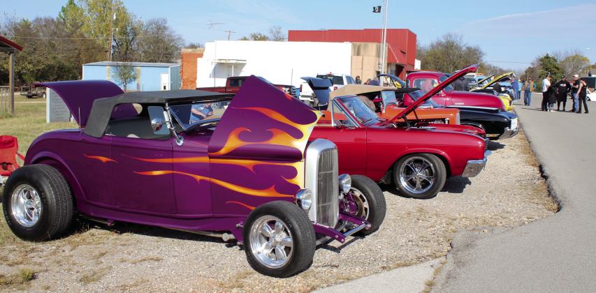 The Second Annual Bad to the Bone Cars n’ K9s Car Show, in Asher, featured 88 vehicles on Nov. 16. It included this purple 1932 Ford High Boy, owned by Terry Webb, and lots of other classics. The event is a fund-raiser and pet adoption for Southern Paws Rescue, Inc., which raised $2,229 toward veterinarian bills and pet food. Countywide &amp; Sun/Natasha Dunagan