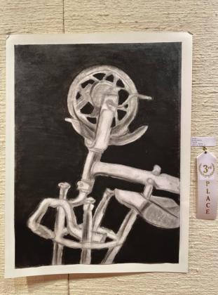 Bethel’s Falon Bentley placed third for this still life charcoal drawing. Photo provided