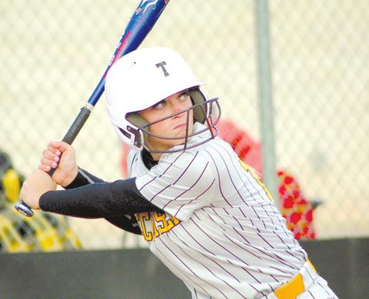 Tecumseh senior Lauren Taylor prepares to hit a double in the third inning of the home game against Byng on April 7. The Lady Savages won 14-7. Countywide &amp;amp; Sun/Natasha Dunagan