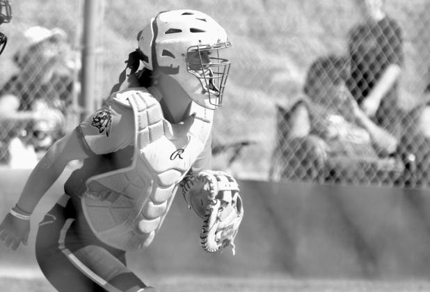 Tecumseh catcher and senior Jessi Hull runs for a bunted ball in the Oct. 3 game with Stilwell during the Class 4A OSSAA Fast-Pitch Regionals. The Lady Savages won that game, 3-1, and lost the game against Poteau, 2-4, the same day. On Oct. 4, they beat Bristow, 11-2, but lost to Poteau, 5-8. Countywide &amp;amp; Sun/Natasha Dunagan
