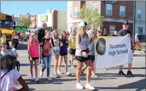 Tecumseh Public Schools and Tecumseh High School Administrators walk with students in the Frontier Days Parade in 2022. File photo