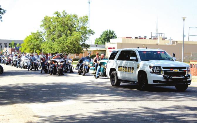 The Sixth Justin Terney Memorial Poker Run proceeds north on Broadway Ave, in Shawnee, following registration at the Pottawatomie County Courthouse on July 23. About 78 motorcyclists and three vehicle drivers participated in the event. They rode through McLoud, Chandler, and Meeker and ended at the Shawnee VFW Post 1317. Countywide &amp; Sun/Natasha Dunagan