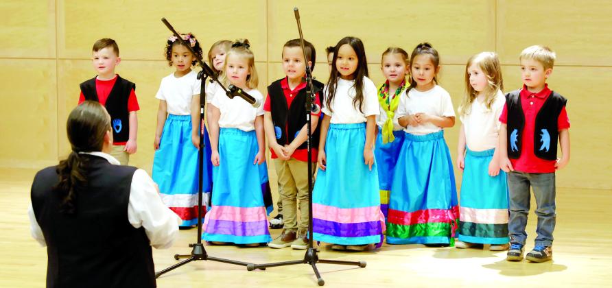 The CDC’s Pre-K all-day class perform at the Oklahoma Native American Youth Language Fair. Photo provided by CPN