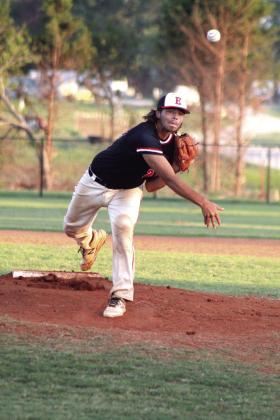 Earlsboro’s James Smith pitches in the first inning of their game against New Lima on Sept. 9. The Wildcats lost that game, 0-8, and an earlier game with Carney, 0-2. Countywide &amp;amp; Sun/Natasha Dunagan