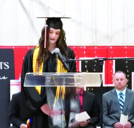 Valedictorian Ava Daily delivers a heartwarming speech to her classmates. She was one of 19 students to graduate from Earslboro High School. Suzie Campbell, Countywide &amp;amp; Sun