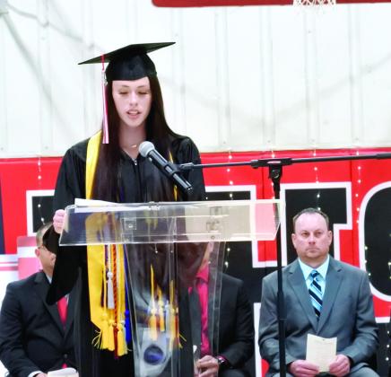 Salutatorian Natalie Peters told her classmates a quote from her Papa who said, cherish every momet, even when it's hard. Suzie Campbell, Countywide &amp;amp; Sun