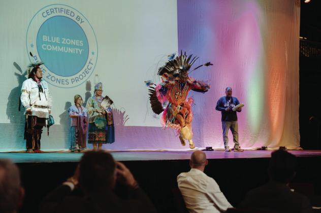 Dancers, (pictured from left) Ryan Goodfox, Myka Lenggenhager, Buffy Simmons,and Graham (LB) Primeaux Jr., and singer Graham Primeaux honored attendees of the Avedis 10th Anniversay Celebration held at FireLake Arena, Photos courtesy of Chris Rettman