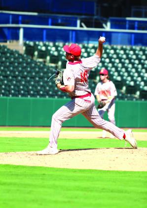 Dale junior A.J. Carpenter winds up his pitch during the fourth inning of the OSSAA Class 2A State Baseball Championship on Oct. 12. Countywide &amp; Sun/ Natasha Dunagan