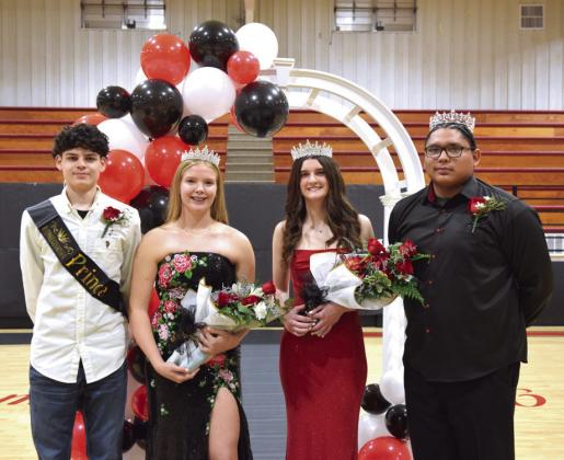 Earlsboro High School crowned their court at homecoming on Dec. 13. From left: Prince Garrett Esquivel; Princess Peighton Worley; Queen Ava Daily and King Quintin Lena. Countywide &amp; Sun/Julie Talton