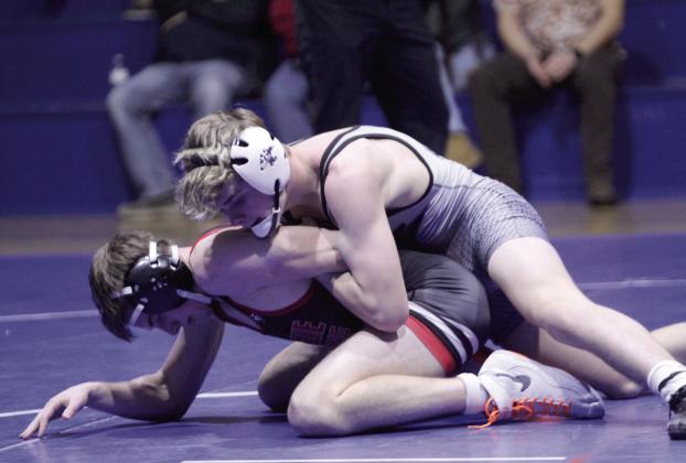 Natasha Dunagan, Countywide &amp;amp; Sun Bethel's Landon Boles works on flipping Prague's Gentry Ward in the 138 weight class of the home dual on Dec. 18. Boles won this match by decision.
