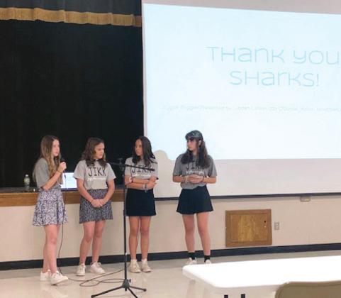 Shark Tank presenters pictured above, 7th-8th grade girls left to right - Isabelle O’Daniel 7th, Jaden Clifton 7th, Katelyn Tonubbee 8th and Kyann Sells 8th. Photo provided by SRC School.