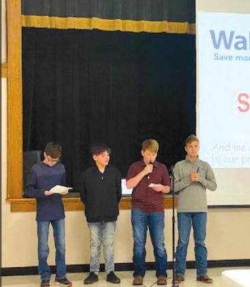 Shark Tank presenters pictured above are 7th- 8th boys left to right - Raiden Simmons 8th, Damon Sheeder 7th, Jackson Robertson 7th, and Maverick Wingo 7th.