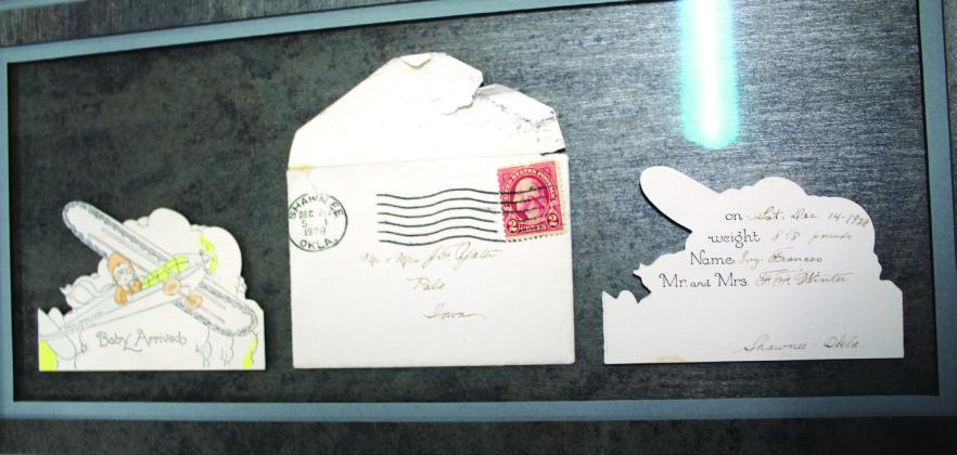 The delayed birth certificate of Ivy Winter was on display during her 95th birthday party at the Pottawatomie County Historical Society museum on Dec. 12. Winter was born on a Santa Fe Railroad boxcar on Dec. 14, 1929. Countywide &amp; Sun/Natasha Dunagan
