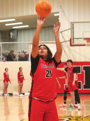Wildcat #21, Quintin Lena, takes a free throw during Earlsboro’s first game at the Jim Walling Invitational Tournament. The Wildcats lost the Jan. 6 game 45-63, before winning their next two games to take the consolation championship Jan. 8..