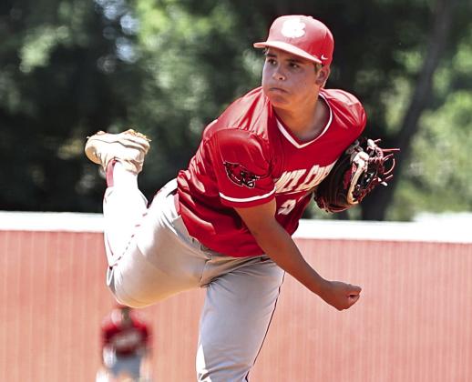 North Rock Creek's Kona Paningsoro launches the hardball across the plate. Photo courtesy of Gowin Photography
