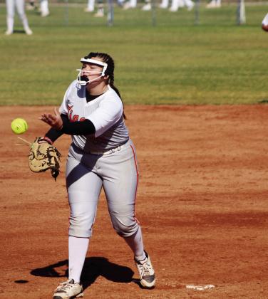 Raeyleigh Gensman steps in as the relief pitcher in the bottom of the fifth inning. Countywide &amp;amp; Sun/Natasha Dunagan