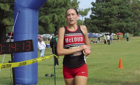 McLoud sophomore Ella Crouch placed second in the North Canadian River Conference Cross Country Meet with a time of 14:12.55. She came in behind Izzy Thompson of Jones, who had a 13:34.41. Natasha Dunagan, Countywide &amp;amp; Sun