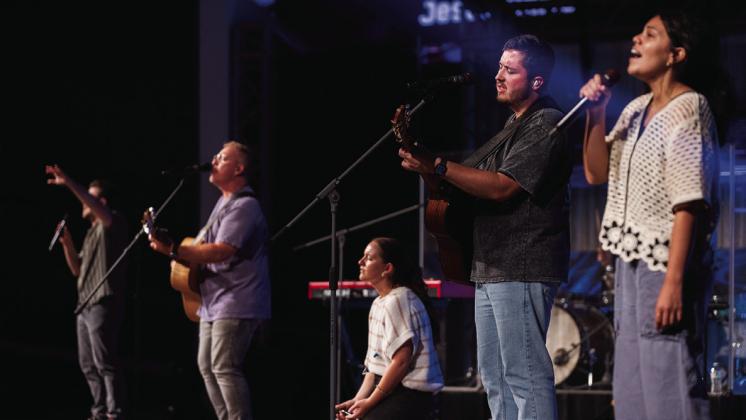 OBU Worship is shown here leading worship at Falls Creek. _Photo Provided