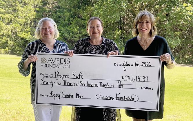 Avedis Foundation awards Project: SAFE a grant to assist with leadership transitioning. From left: Tracy Meeuwsen, Sr. Program Director-Data Analyst, Renee Clemmons, Executive Director Project: SAFE and Kathy Laster, Ph.D., President &amp; CEO Avedis Foundation Photo Provided