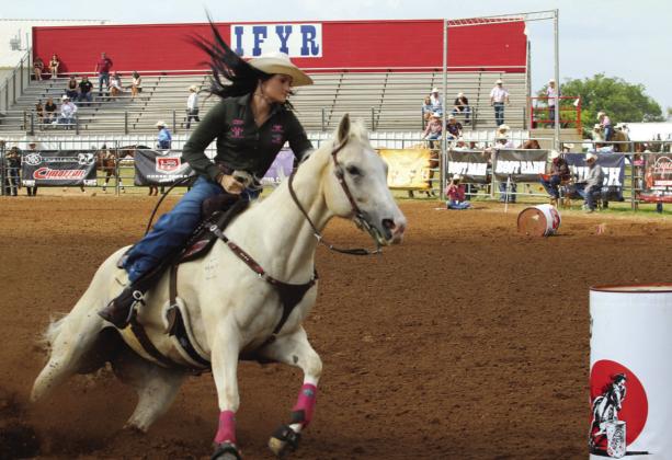 Cassidy Wilson of Shawnee prepares to round the third barrel during the International Finals Youth Rodeo on the morning of July 7. Natasha Dunagan, Countywide &amp;amp; Sun