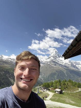 Bethel junior Phillip Mullendore takes a selfie while in the Alps of Switzerland. Views like this were why it was the favorite destination of both Mullendore and fellow Bethel band student Summer Stiles. Photo provided.