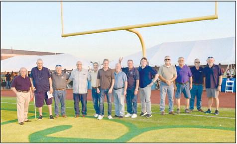 The Shawnee High School 1973 State Championship Football Team was recognized after the first quarter at the Sept. 1 home football game, held at OBU. Photo provided by Cherity Pennington.