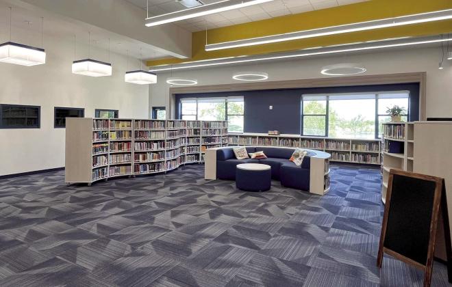 The media center inside the new Bethel Upper Elementary welcomes studednts and teachers. Photo provided