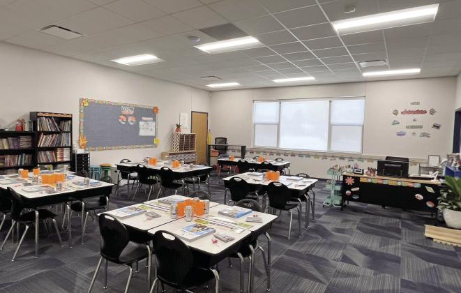 Classrooms with lots of sunlight and plenty of storage for the teachers.