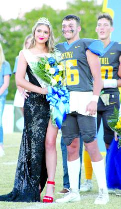 Bethel seniors Asa Ward and Tharon Wano pose after Ward was crowned Fall Homecoming Queen on Oct. 20.