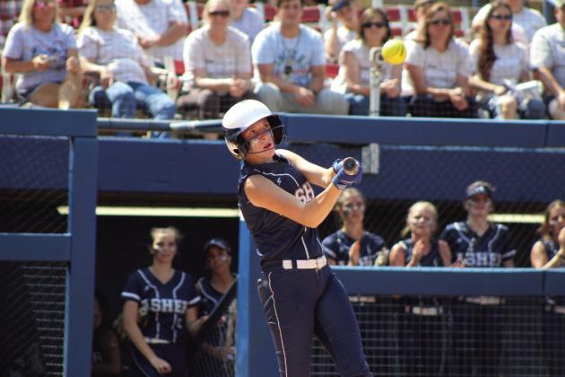 Asher freshman Makenah Templeton prepares for a bunt in the second inning of the Class B Slow Pitch State Quarterfinals.