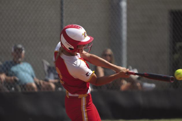 Dale’s Kinley Patton takes her turn at bat in the second inning of the Dale-Tecumseh Tournament game against Lone Grove.