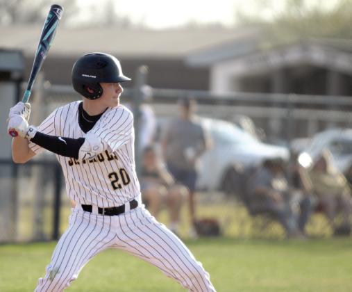 Tecumseh sophomore Wyatt Dodgion watches the pitch before walking during the March 25 home game with Blanchard. The Savages fell, 0-11. Natasha Dunagan, Countywide &amp; Sun