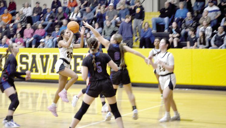Aaliyah Stargell lands the bucket against a strong Harrah defense. Tecumseh lost the matchup 55-36. The Lady Savages ended their regular season with an 11-13 record. Countywide &amp;amp; Sun/ Jessica Jones