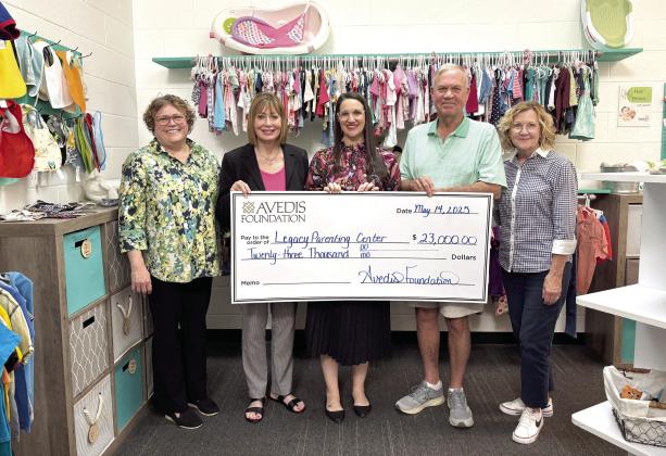 Pictured from left: Tracy Meeuwsen, Program Director-Data Analyst Avedis Foundation; Kathy Laster, President &amp;amp; CEO Avedis Foundation; Lacey Holt, Executive Director Legacy Parenting; Mark Finley, Board Member Avedis Foundation; and Audrey Seeliger, External Relations-Special Events Avedis Foundation. Photo Provided