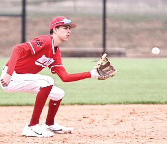 North Rock Creek’s Sophomore Cason Coomer makes the catch in action Monday, March 20.