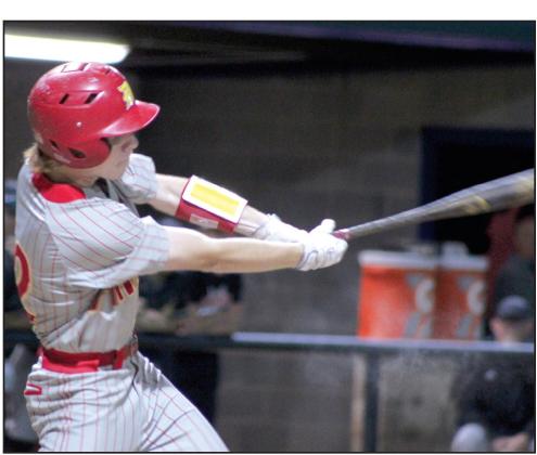 Dale’s Easton Edmonson makes contact while at Pat in the second inning of the Quarterfinals.