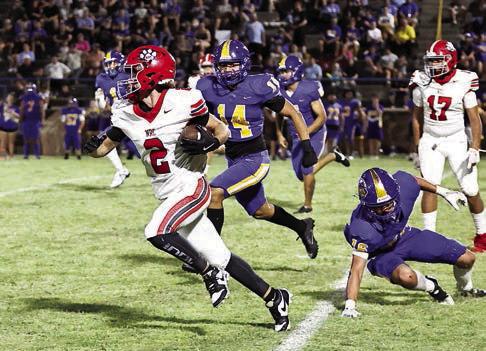 North Rock Creek’s (NRC) Drake Clemmons makes a good run on a kick return. It was a hard-fought game Friday, Sept. 20. 2024, against Holdenville. NRC fell short losing 2213. They will take on Heritage Hall on Thursday. Photo courtesy of Gowin Photography