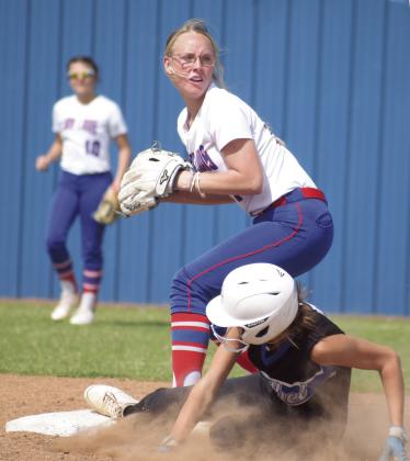 Pictured left, Bethel Lady Wildcat Lilly Jordan slides into second, but the odds were not in Bethel’s favor in the game against Chandler last week. Photo courtesy of Brian Blansett