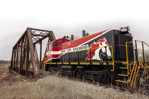Linda, the new switch engine locomotive, arrived at CPN’s Iron Horse Industrial Park in February. The train will help further economic growth in the region. Photo provided