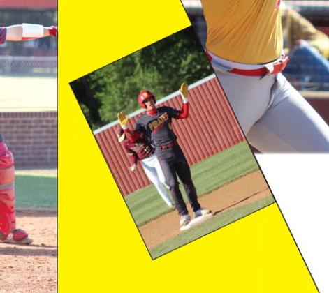 Dale senior Casen Richardson holds up his hands after hitting a double.