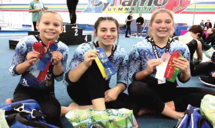 Pictured above are Platinum gymnasts Taylor Reyes, Trinity Rakestraw and Jayden Tabor. Photo provided