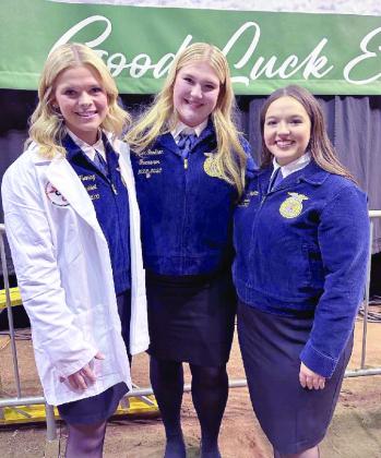 Tecumseh seniors Katelyn Fleming and Piper Goodson and Dale senior Morley Griffith were awarded scholarships through the Oklahoma Youth Expo last month. Photo provided.