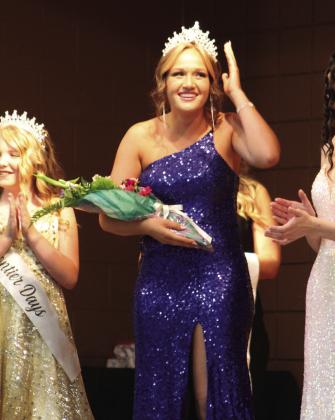 Sadie Boatman, 17, adjusts her crown after winning Miss Frontier Days during the Pageant on Sept. 11. Chloe Kelsey, 18, was the runner-up, and Izzy Hall won "Miss Congeniality." Countywide &amp; Sun/Natasha Dunagan
