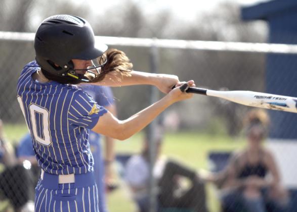 Bethel junior Layla Menhusen hits a single in the second inning of the game against Shawnee. Natasha Dunagan, Countywide &amp; Sun