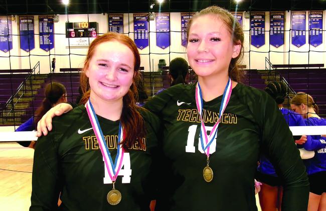 Tecumseh High School Volleyball All-Tournament Players: Channing Goodson and Aivah Dodgion Photo Provided